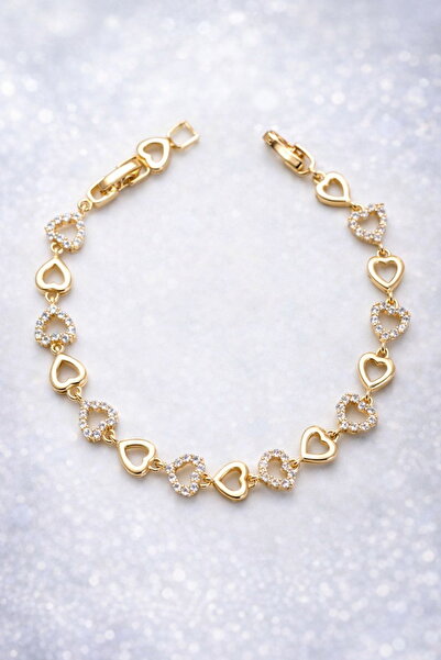 DEMOKAN Kadın Bileklik Kararmaz 14k Altın Renk Vip Seri İthal Düz Zirkon Sıra...