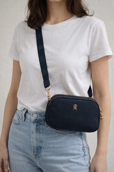 Gül karatekin gk Geantă neagră pentru femei, cu trei compartimente, ajustabilă, coloană bretea crossbody