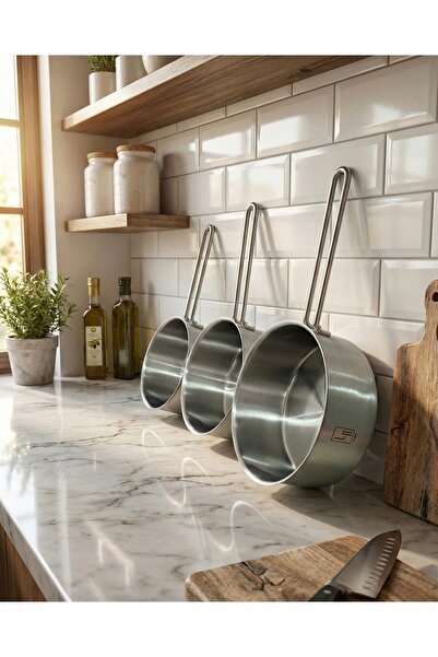 LinkaHome Paslanmaz Kaçerola Sosluk Sütlük Takımı 12-14-16 CM