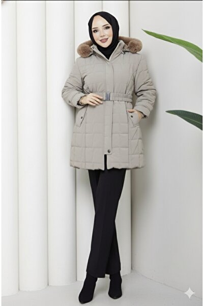 GLR&GYM SEMİRAMİS KADIN BÜYÜK BEDEN NOVA KUMAŞ ASTARLI KAPÜŞONLU KAPİTONE MONT