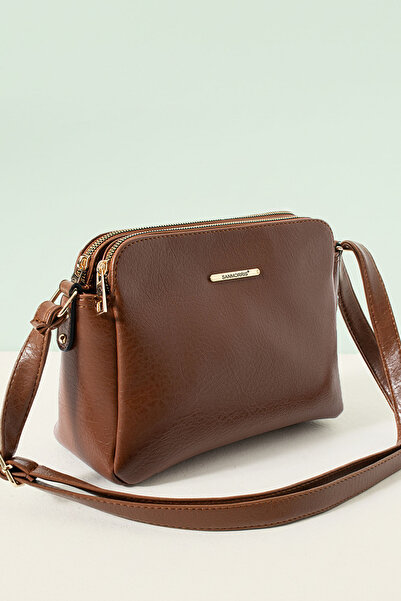 Lifonbag Kadın Yumuşak Deri 3 Bölmeli Uzun Çapraz Askılı Orta Boy Kullanışlı ...