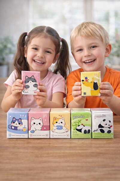 MİMOZA PARK 9 Mini Pack Pocket Tissues Dry Wipes for Children Cute Pocket Tissues (9X8: 72 Sheets)