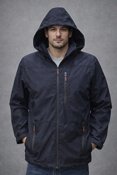 DYNAMO Erkek Çıkarılabilir Kapşonlu Mevsimlik Yağmurluk Mont