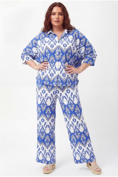 Ebsumu Жіночий великий розмір нижній верхній сарафан синій комплект