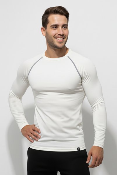 Scorp Thermo-Fit Erkek Termal İçlik Üst Kayak İçliği Bisiklet Yaka Beyaz