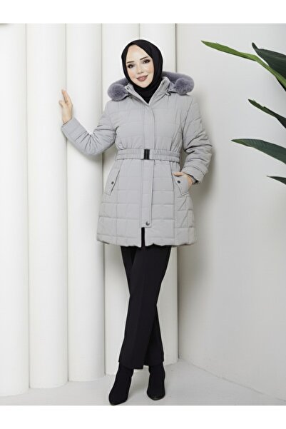 GLR&GYM SEMİRAMİS KADIN BÜYÜK BEDEN NOVA KUMAŞ ASTARLI KAPÜŞONLU KAPİTONE MONT