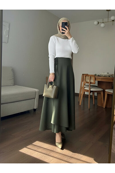 Molly Nelly تنورة طويلة للنساء بتصميم إسلامي مع رباط جانبي