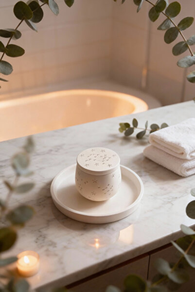 Ftrk Store Tepsili Vanilya Kokulu Dekoratif Büyük Mum Seti – Seramik Kaplı Mu...