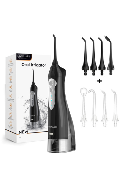 Choice3 طقم أسود 1 D52 جهاز تنظيف الأسنان بالماء لاسلكي محمول قابل لإعادة الش...