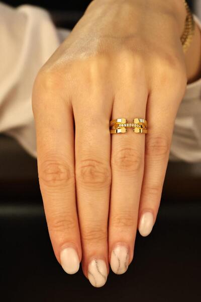 Fay Yamaner Altın Taşlı Ajda Yüzük