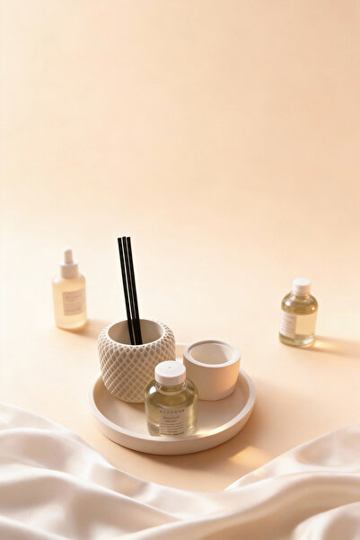 Ftrk Store Japon Kiraz Çiçeği Oda Kokusu & Vanilya Kokulu Mum Seti – Çubuk Di...