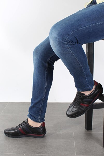 FAST STEP Справжня шкіра бордо чорний чоловічий кросівок