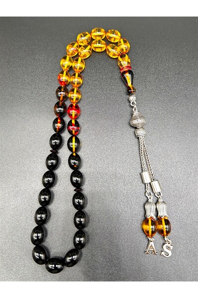 ateş kehribar Hediyelik El Yapımı Kehribar Tesbih 8x11mm – Gümüş Kaplama - Ki...