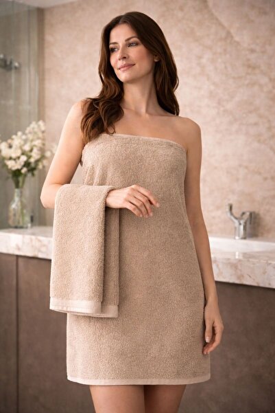 Elaganya طقم مناشف بيج كريم، منشفة قطنية، منشفة حمام 50x90، منشفة 70x140، منش...