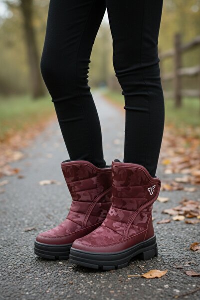 PATİK BEBE KIZ ÇOCUK BORDO RENK İÇİ KÜRKLÜ KAYMAZ TABANLI KAR BOTU