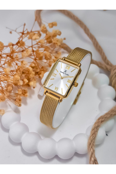 Daniel Klein Dke.1.10741 Dikdörtgen Kasa Hasır Kordon Minimal Tasarım Kadın Kol Saati