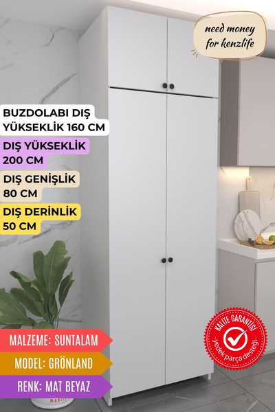 Kenzlife buzdolabı derin dondurucu dolabı modülü grönland beyaz 200*080*50 ka...