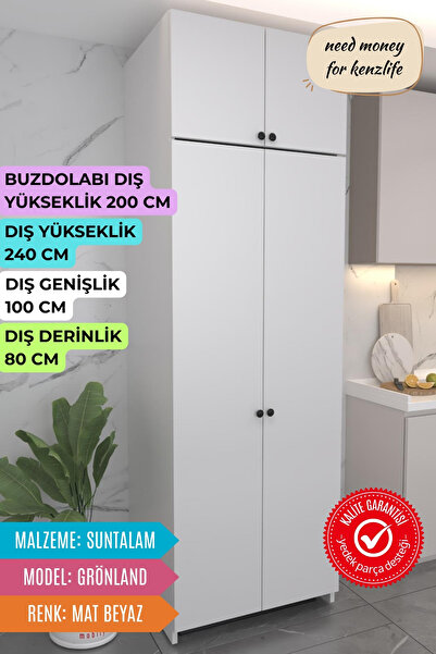 Kenzlife buzdolabı derin dondurucu dolabı modülü grönland beyaz 240*100*80 kapaklı arkalıksız