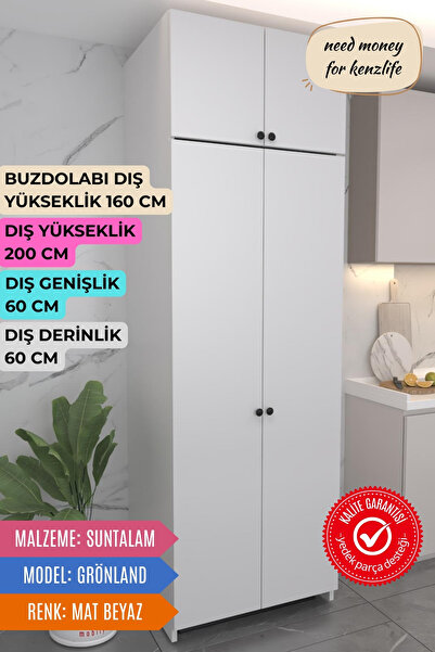 Kenzlife buzdolabı derin dondurucu dolabı modülü grönland beyaz 200*060*60 ka...