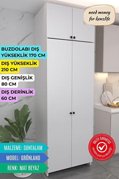 Kenzlife buzdolabı derin dondurucu dolabı modülü grönland beyaz 210*080*60 ka...