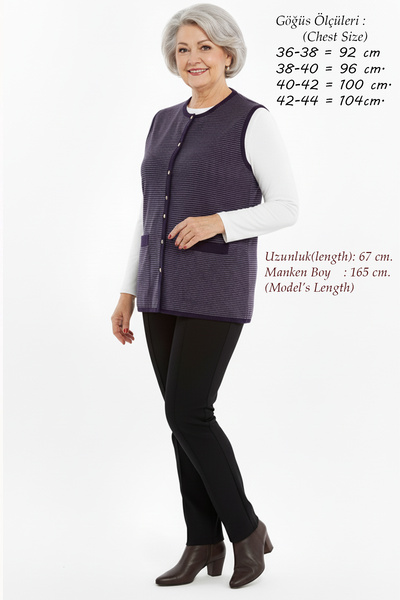 Laden Tricotaj pentru femei Mărime mică Tricotat din oțel Albastru închis Gri Vestă scurtă pentru mamă