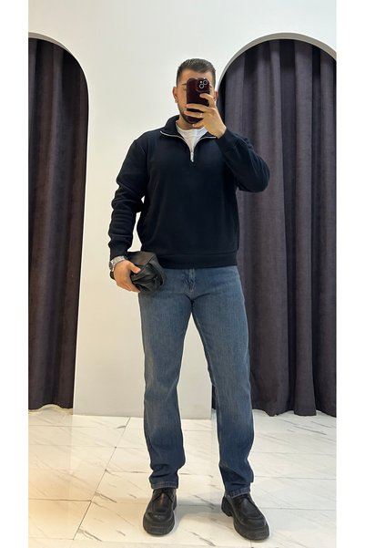 MERVENS Half Zipper Fleece Sweatshirt