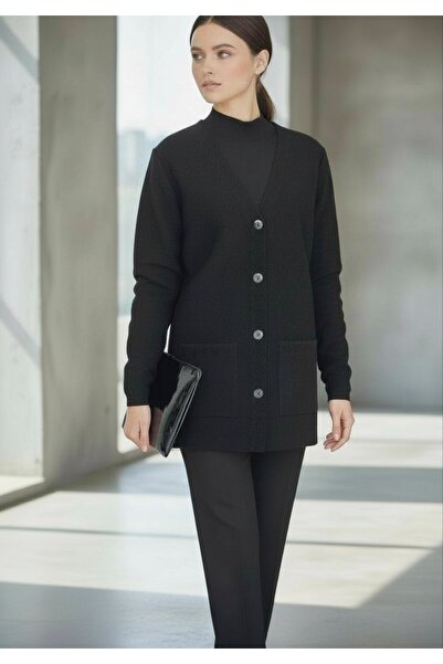 ENDAMIM سترة تريكو متوسطة الحجم مع جيوب كبيرة الحجم