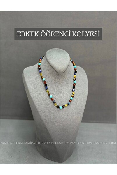 PS PAMİRA STORM DOĞALTAŞ ÖĞRENCİ BAŞARI ODAKLANMA KOLYESİ - KAPLANGÖZÜ- LAPİS...