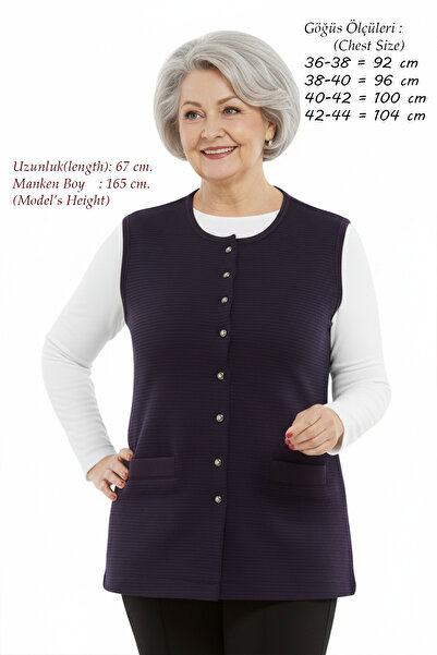 Laden Tricotaj pentru femei, tricot din oțel, grosime medie, violet matern, negru, cu dungi, vestă anti-pilling