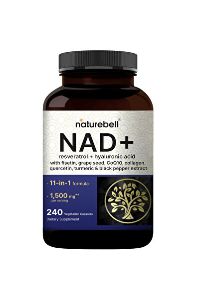 Naturebell , Nad+ 1500 mg Complex With Resveratrol Plus Hyaluronic Acid Quercetin Fisetin Nicotinamide 240 Veg.