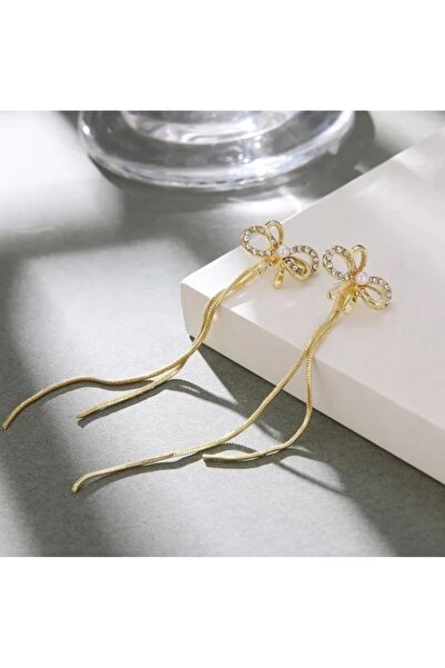 DENİZ Kadın kurdeleli zincir küpe