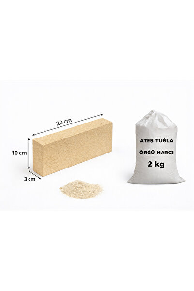 Art Picasso Ateş Tuğlası 20x10x3cm 10 Adet Ve 2 Kg Şamot Harcı