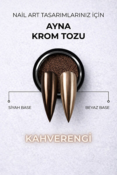 RNK BEAUTY Ayna Krom Tozu - Ultra Parlak Mirror Effect Nail Art Pigment Kahve...