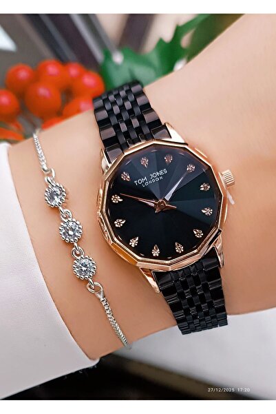 Tom Jones Orjinal 2 Yıl Garantili Kadın Kol Saati Rose Gold Renk Kesme cam+Bileklik Hediyeli