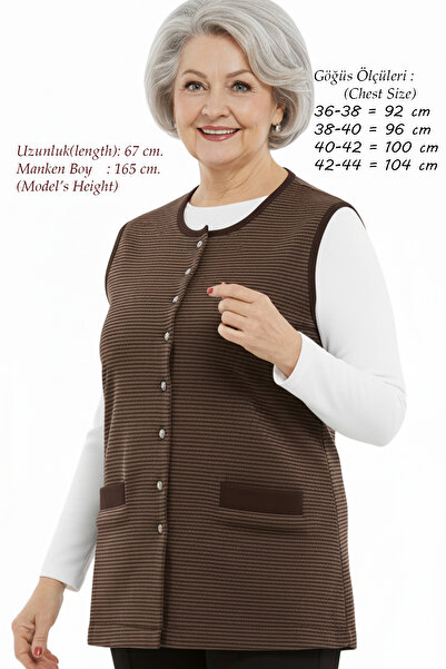 Laden Жіночий коричневий трикотажний светр з дрібним візерунком, невеликий розмір, короткий, в смужку, мама-жилет