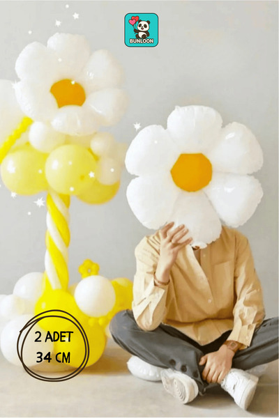 Bunloon Papatya Şekilli Folyo Balon 50 cm – 2’li Set Parti ve Özel Gün Süsü