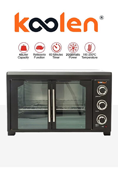 Koolen كولن فرن كهربائى 45 لتر 2000 واط مزود بشواية مانوال بابين اسود 802104009