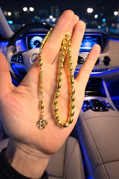 A-STİL TAKI Tasbih pentru bărbați Arpa croială placat cu aur pur, în cutie cadou, lungimea încheieturii mâinii