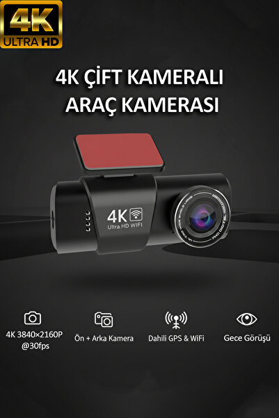Tekvora L308 4K Çift Kameralı Araç Kamerası | GPS + WiFi | Gece Görüşlü