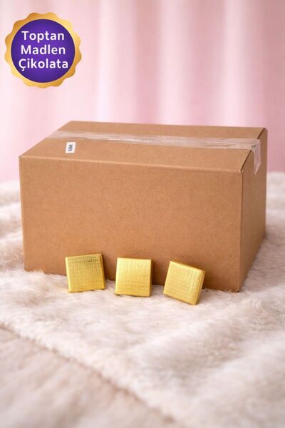 belchocolate 1 Koli Altın Sargılı Sütlü Madlen İkramlık Çikolata - 3 Kilo