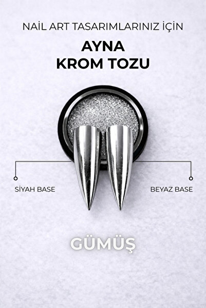 RNK BEAUTY Ayna Krom Tozu – Ultra Parlak Mirror Effect Nail Art Pigment Gümüş...