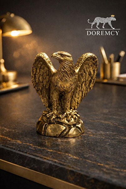 Doremcy Altın Küçük Kartal Biblo Dekoratif Obje Polyester Ev Ofis Aksesuarı H...