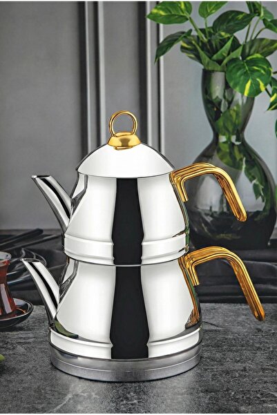 ÖZLİFE Mercan Family Size Teapot Plain Gold