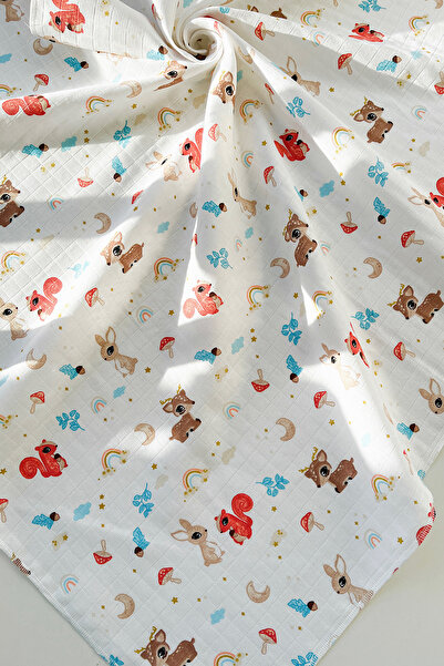 COOLMINIES بطانية موسلين للأطفال حديثي الولادة - سنجاب 80*90 سم، 100% قطن، بط...