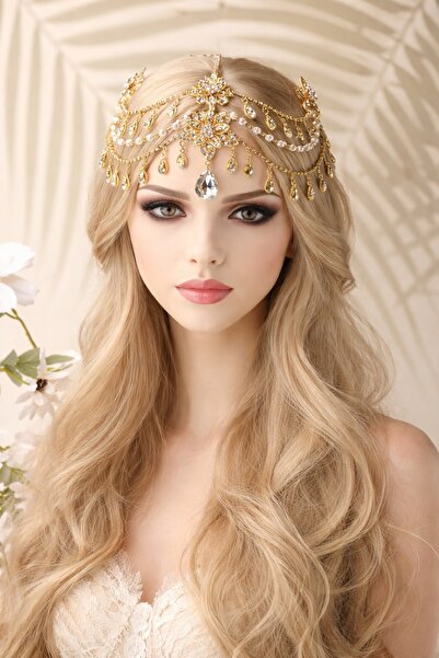 GlassySKY Middle Eastern Inspired Hair Accessory Forehead Crown Hijab Accesso...
