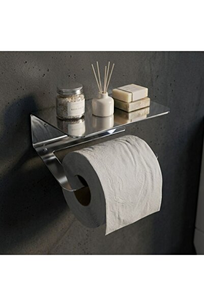RESENSE Paslanmaz Çelik Kendinden Yapışkanlı Raflı Tuvalet Kağıdı Askısı