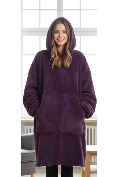 SUERTO Wellsoft Kapşonlu Giyilebilir Tv Battaniyesi Unisex Oversize MOR ( 1 A...