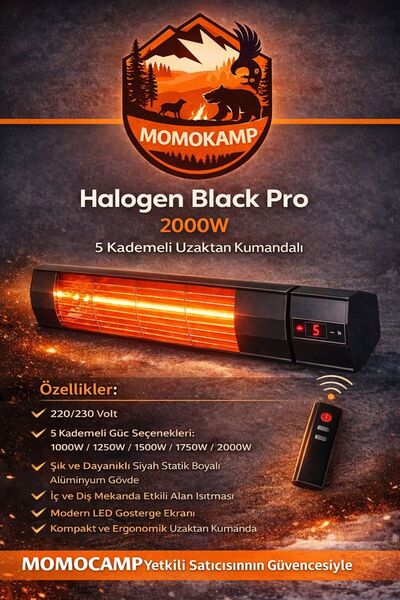 Ardonat 2000W 5 KADEMELİ KUMANDALI HALOGEN ISITICI-İÇ VE DIŞ MEKAN KULLANIMI