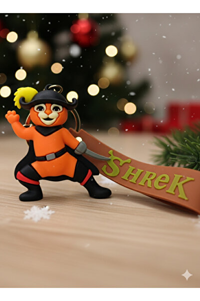 Tajemny Shrek Temalı 3d Cesur Çizmeli Kedi Hediye Büyük Silikon Anahtarlık Ve...
