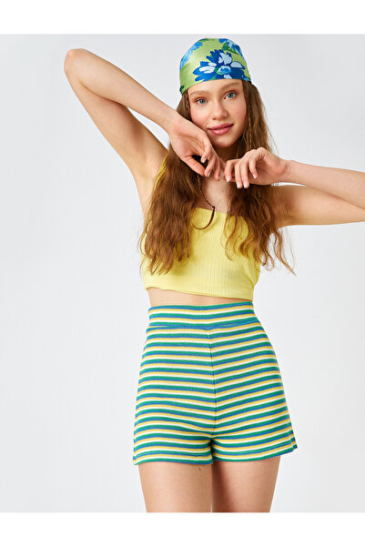 Koton Μίνι ψηλόμεσο ριγέ σορτς